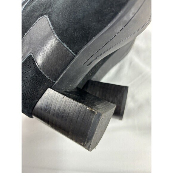 Earthies Santo Peeptoe Booties Boots Black Suede 8.5 B Ankle Zip Arch Support - Picture 6 of 12